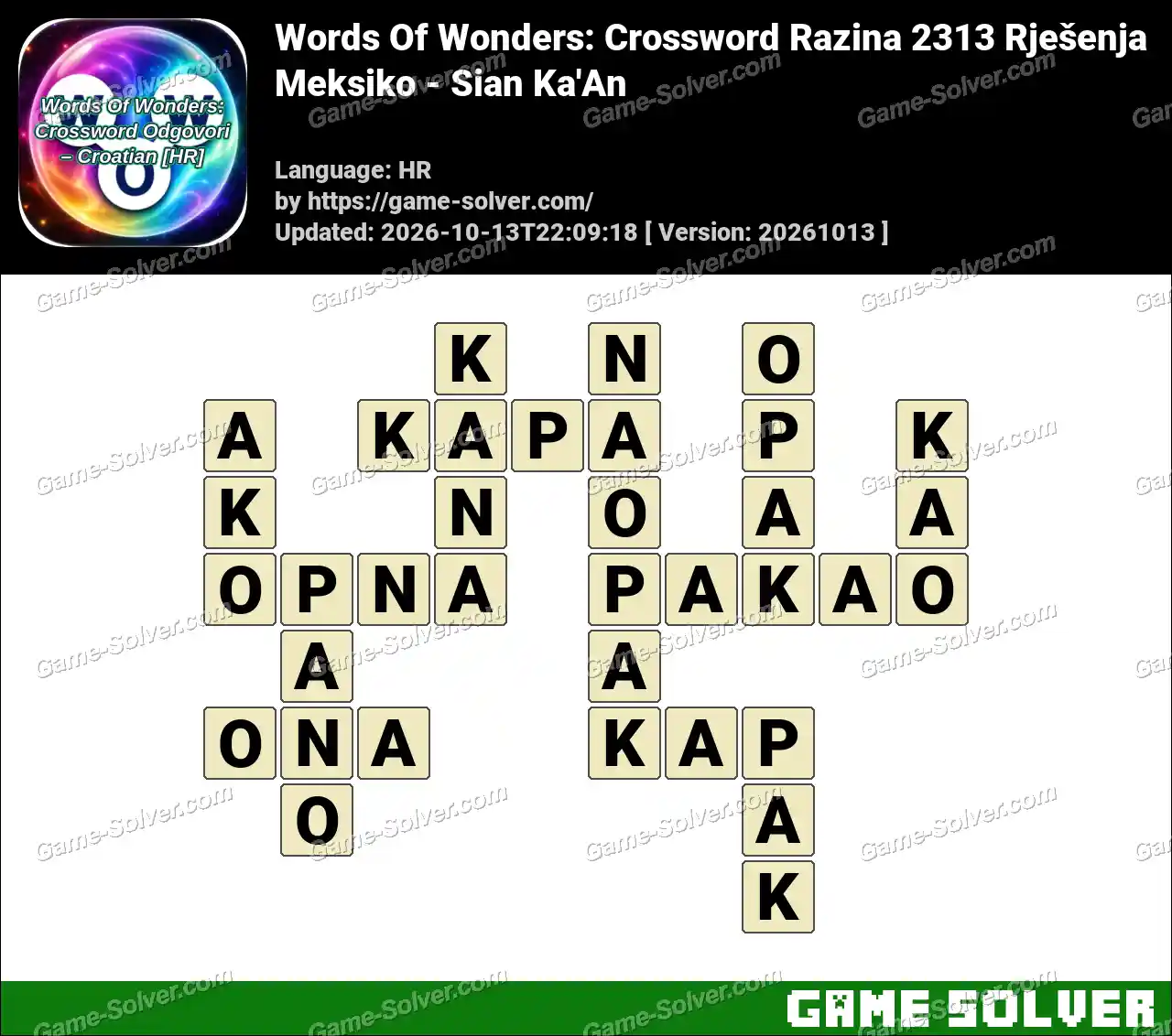 Words Of Wonders: Crossword Razina 2313 Rješenja – Meksiko – Sian Ka’An